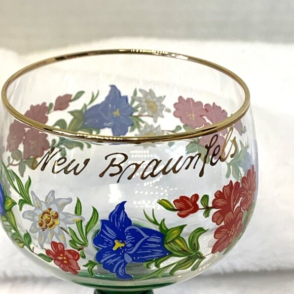 Vintage Romer Floral Wine Glass Goblet West Germany Green Stem France EUC - Picture 3 of 8